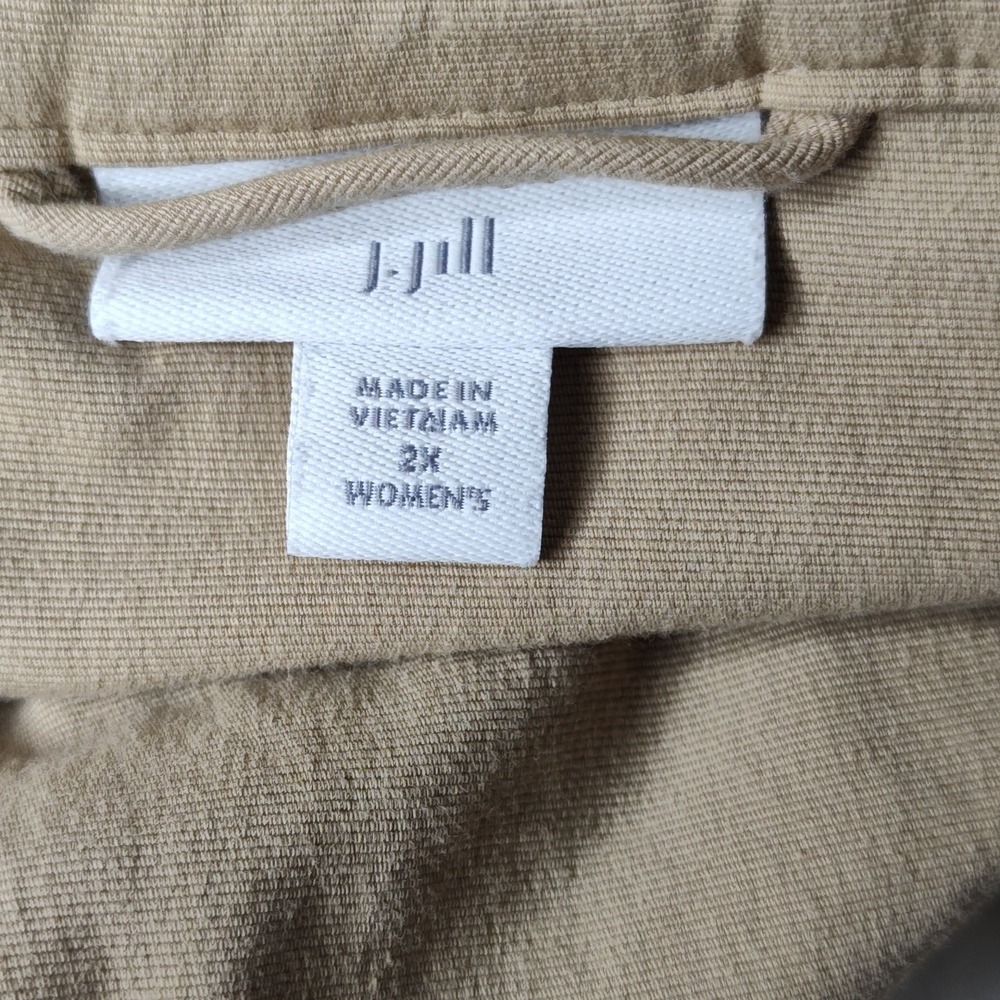 J. Jill Jacket Womens 2X Tan Button Front Mandarin Collar Pleated Back Stretch - Picture 4 of 5